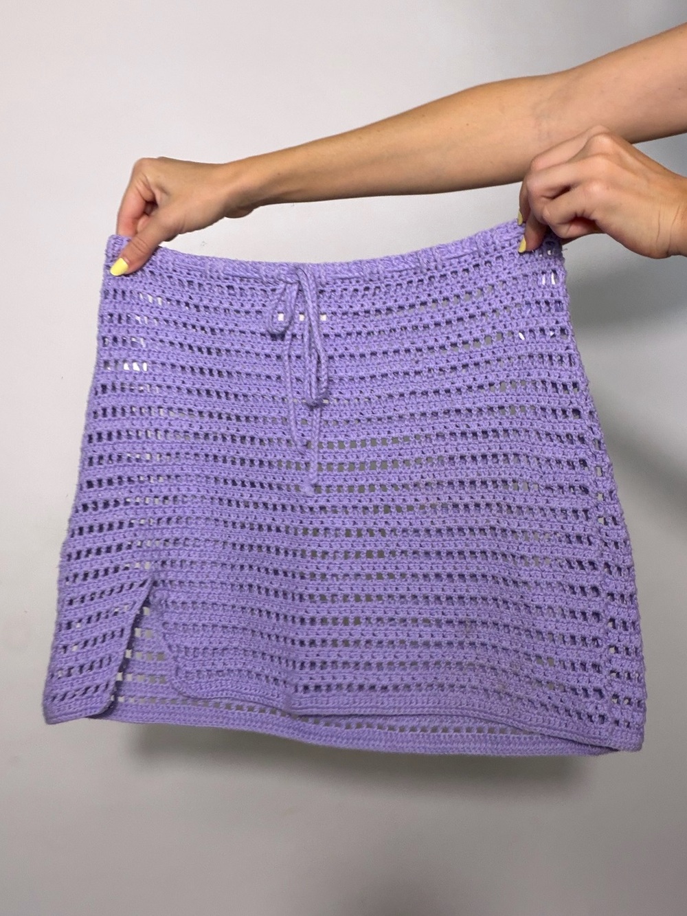 La Hearts Lavender Crochet Mini Skirt